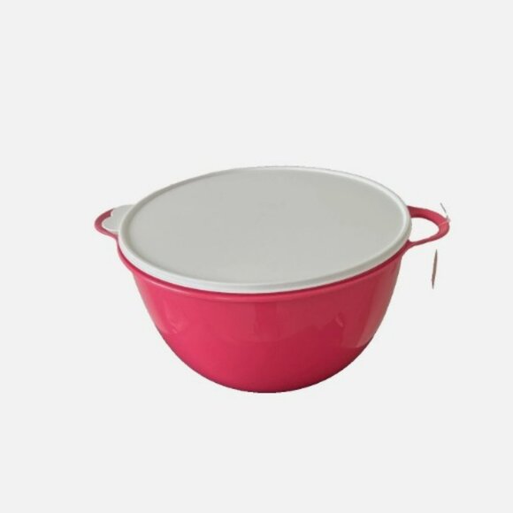 Tupperware Thatsa Mega Bowl Bowl 42 Cups Red w/ White Lid - Picture 1 of 2